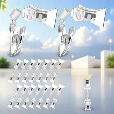 Plastic Sign Clips 20 Pcs Clip On Price Tag Holder for Clothing Rack Label Display Retail Merchandise Sign Holder Double Sided