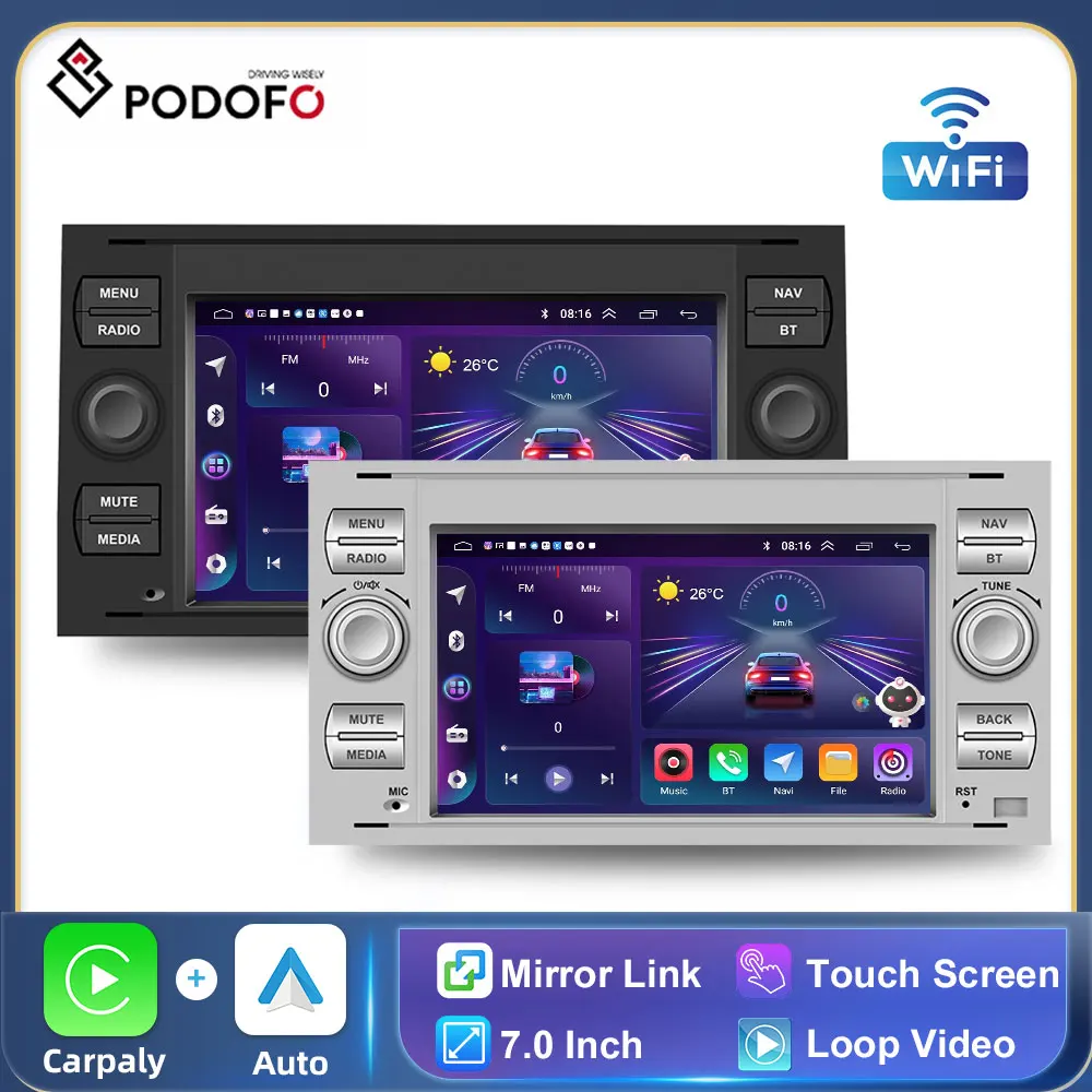 

Podofo 7" 2 din Car Radio Multimedia Player Android 2 Din GPS Autoradio For Transit Fiesta Focus Galaxy Mondeo Fusion C-Max