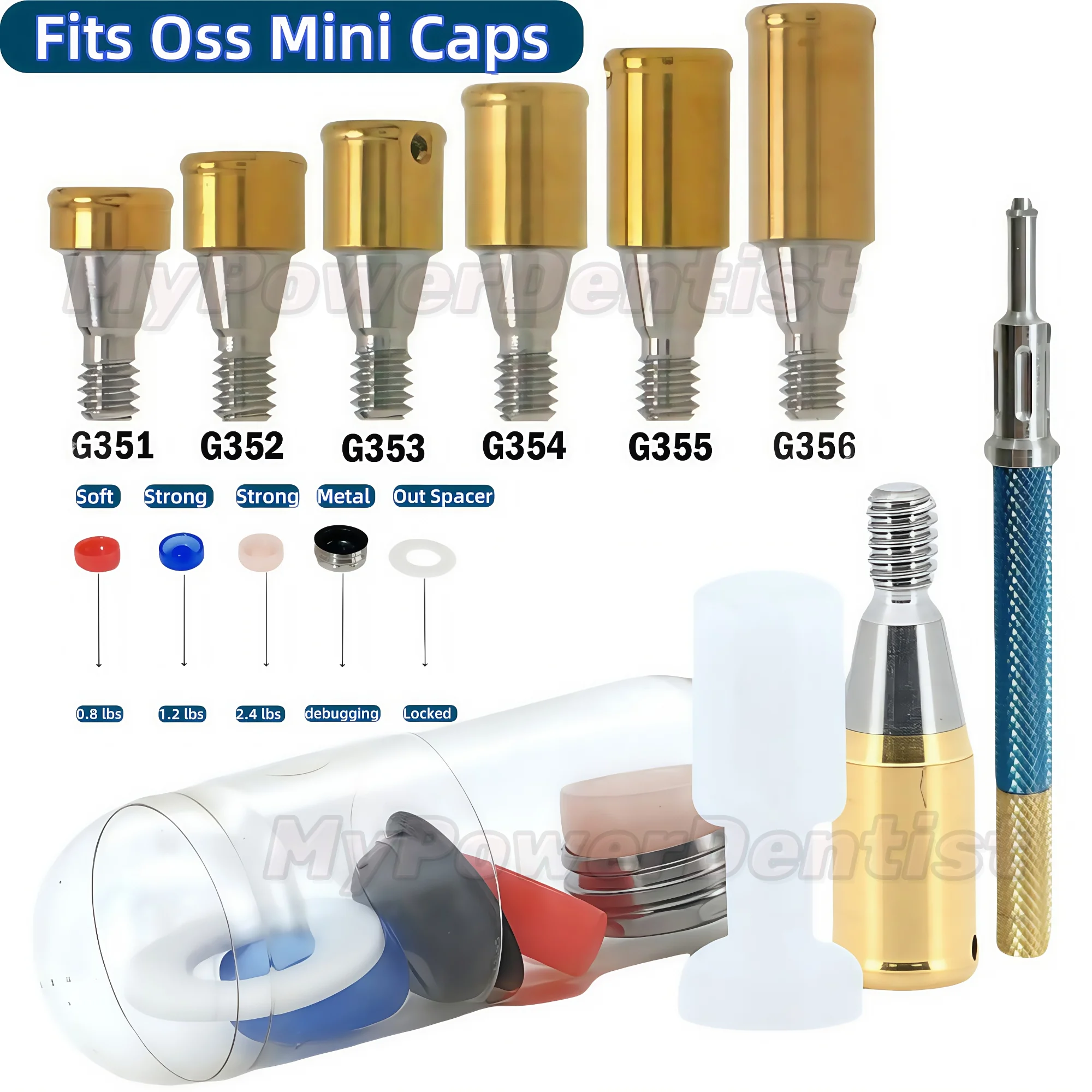 Dental Abutment Retentive Caps Inserts Locator Implant Metal Housing Caps Mini Regular Height 1/2/3/4/5/6