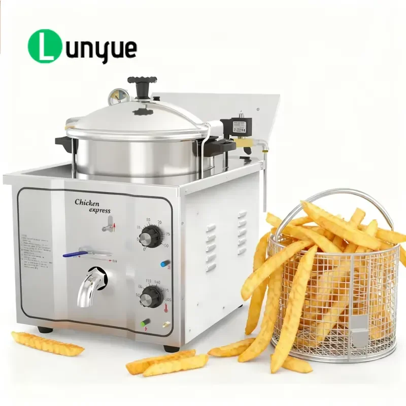 Electric Pressure Fryer Desktop Commercial Chicken Deep Fryer High Power Stainless Steel Fast Cooking for Restaurant Home Use