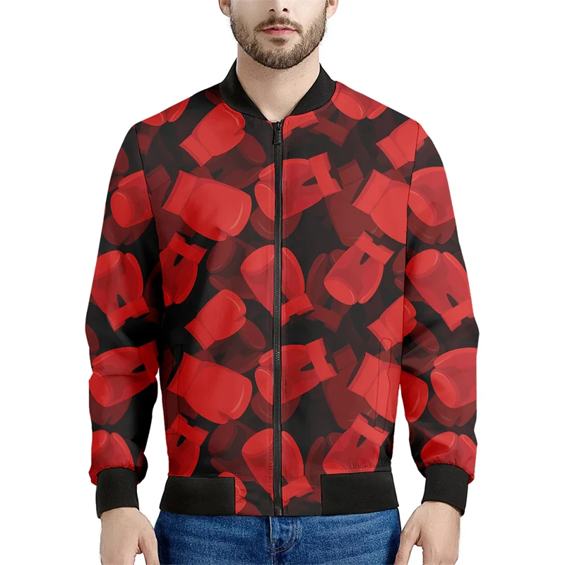 Chaquetas gráficas de guantes de boxeo para hombres y mujeres, chaqueta Bomber con estampado 3D, ropa de calle fresca, sudaderas sueltas, moda de primavera y otoño