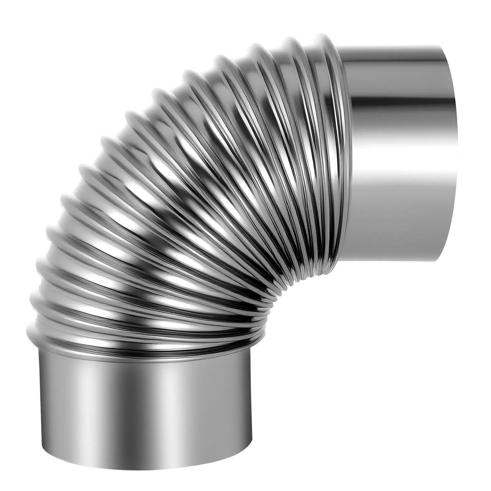 

Durable 4in x 90° dryer duct elbow 2-pack with fixings seamless weld 304SS resistance to high heat and pressure applications