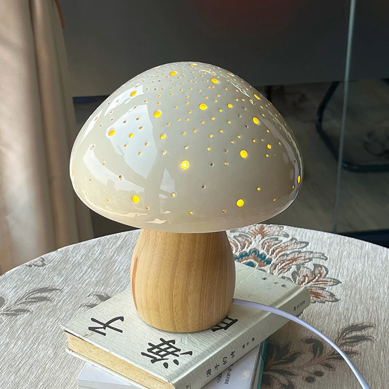 

Table lamp Bedroom bedside Holiday gifts Mushroom lamp Girl room Romantic atmosphere Decoration night