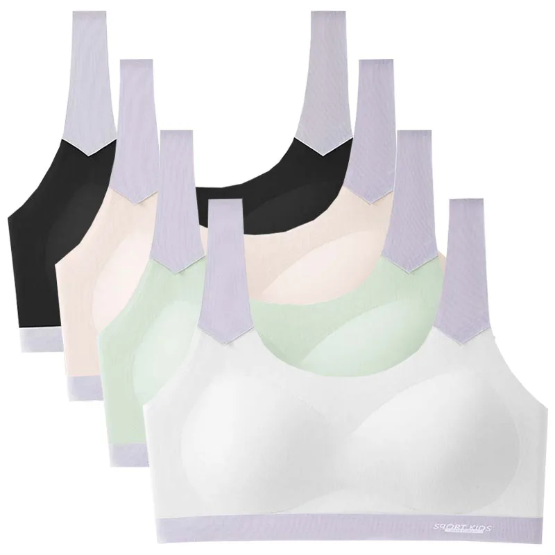 2pcs Thin Girls Training Bras Student Vest Underwears Children Bralette Adolescent Breathable Tops Teenager Kid Sport Bras M-2XL
