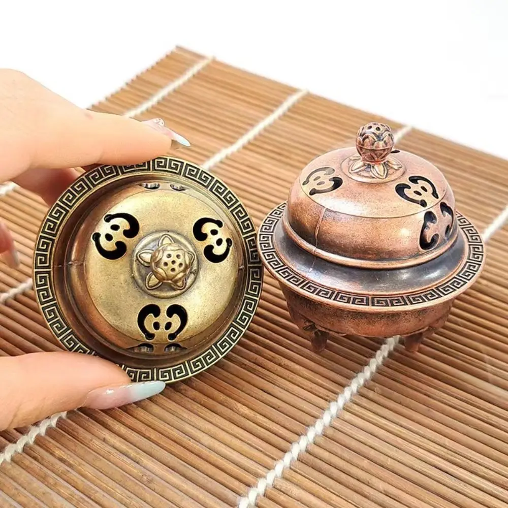 Retro Brass Material Incense Burner Metal Construction New Chinese Style Aromatherapy Holder Incense Accessories Gift