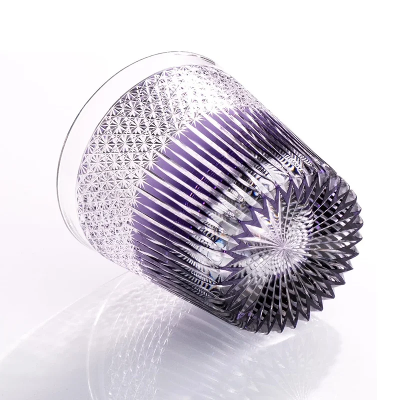 Premium Whiskey Cups Purple Northern Lights Edo Kiriko Style Cut Crystal Rocks Glass Best Wine Gifts For Men Dropshipping