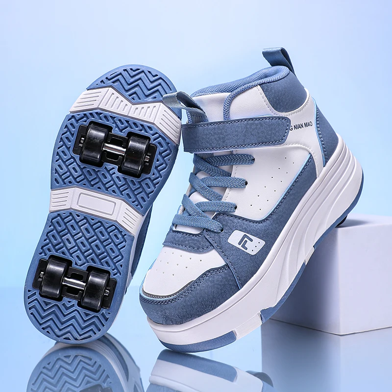 

Four Wheel Roller Shoes Boys Girls Walking Shoes Casual Outdoor Sports Slide and Shrink School Students Pulleys Shoes Sneakers