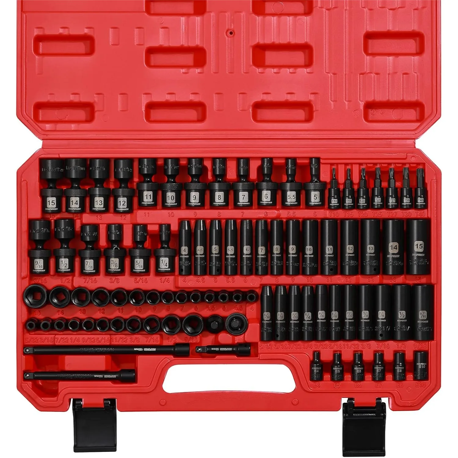

86PCS 1/4" Drive Master Impact Socket Set, Metric & SAE, CR-MO & CR-V Steel
