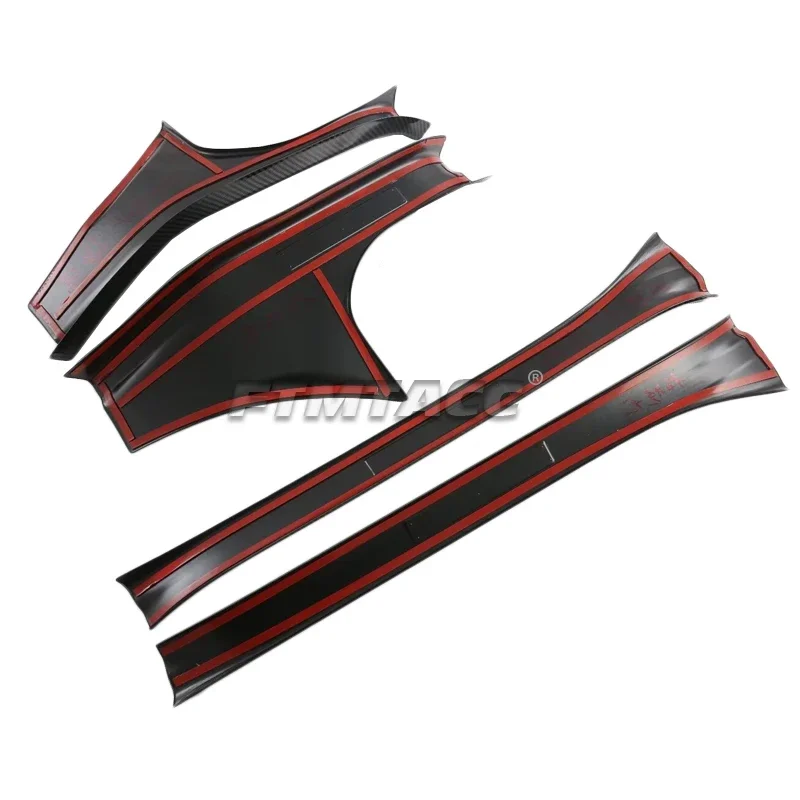 8 قطعة/مجموعة ABS ألياف الكربون عتبة باب السيارة لوحة بالية الحرس حامي غطاء الكسوة لسوبارو Crosstrek 2024 2025 #6