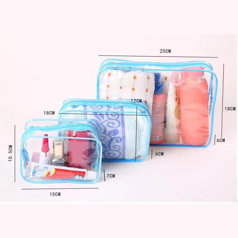 Transparent Black Zipper Makeup Bag Organizer Box Men Women Travel Clear Cosmetic Bag Waterproof Toiletry Wash Make Up Bags Case