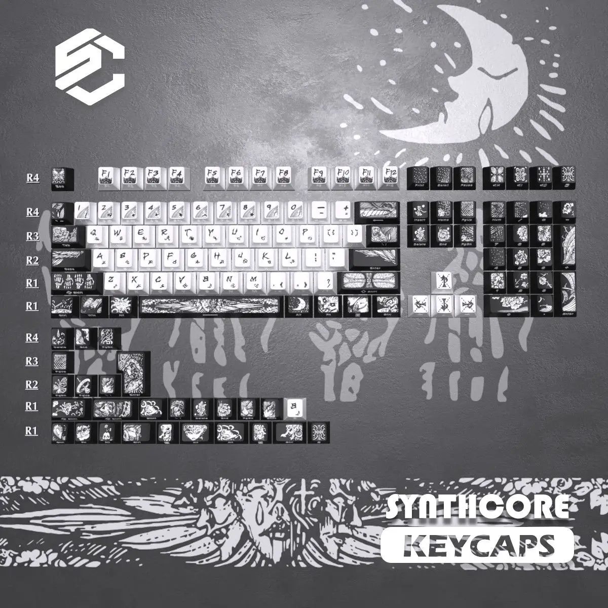 130 Keys Fallen Angel Keycaps PBT Dye-Sub Side-engraved Keycaps Anime Translucent Key Caps for ANSI Made68 Mad68 Wooting60