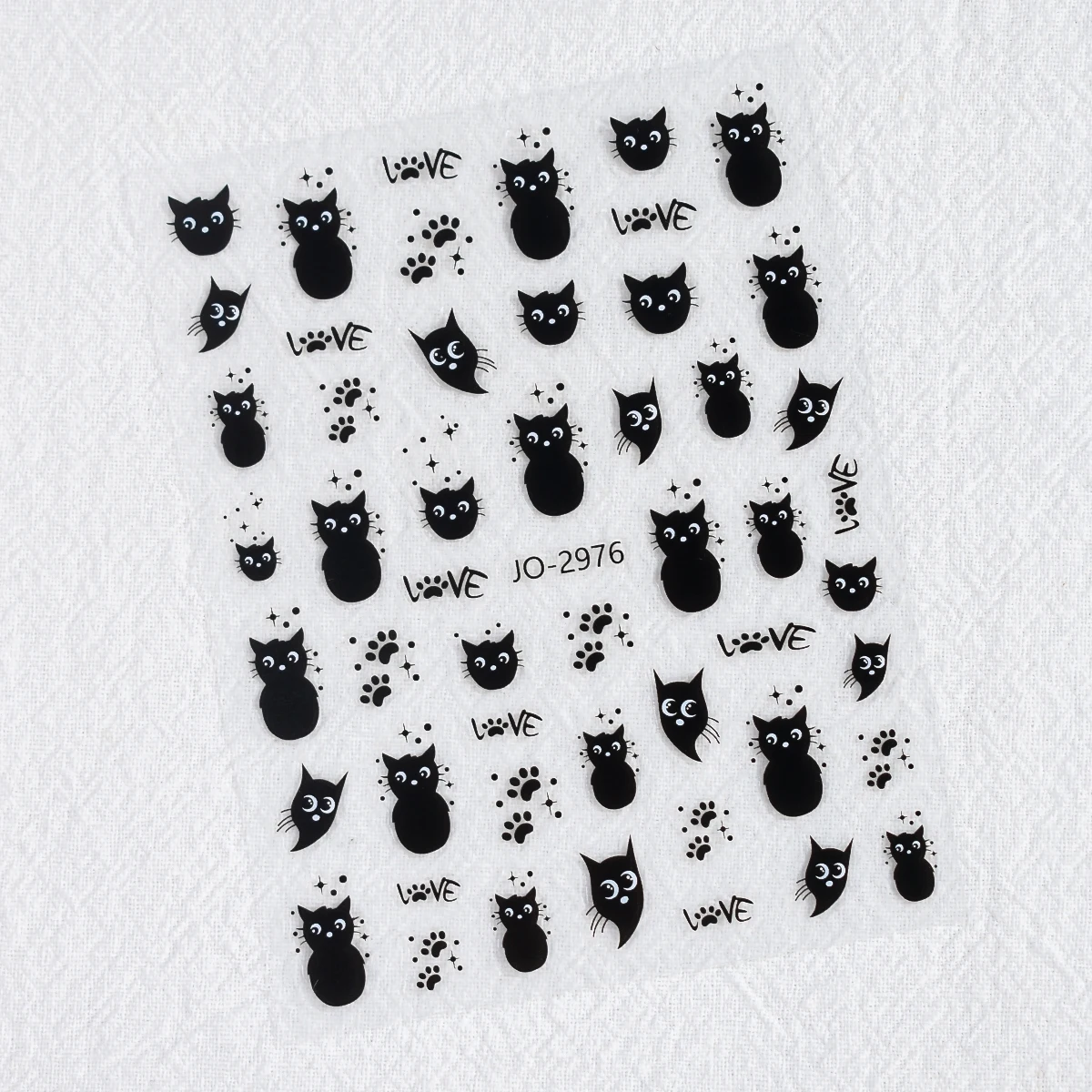 3/6/12 Blatt 3D Geprägte Schwarze Katzen-Nagelaufkleber Niedliche Cartoon-Kätzchenpfoten Fischgrätenmuster Selbstklebende DIY-Nagelsticker – Detail 13