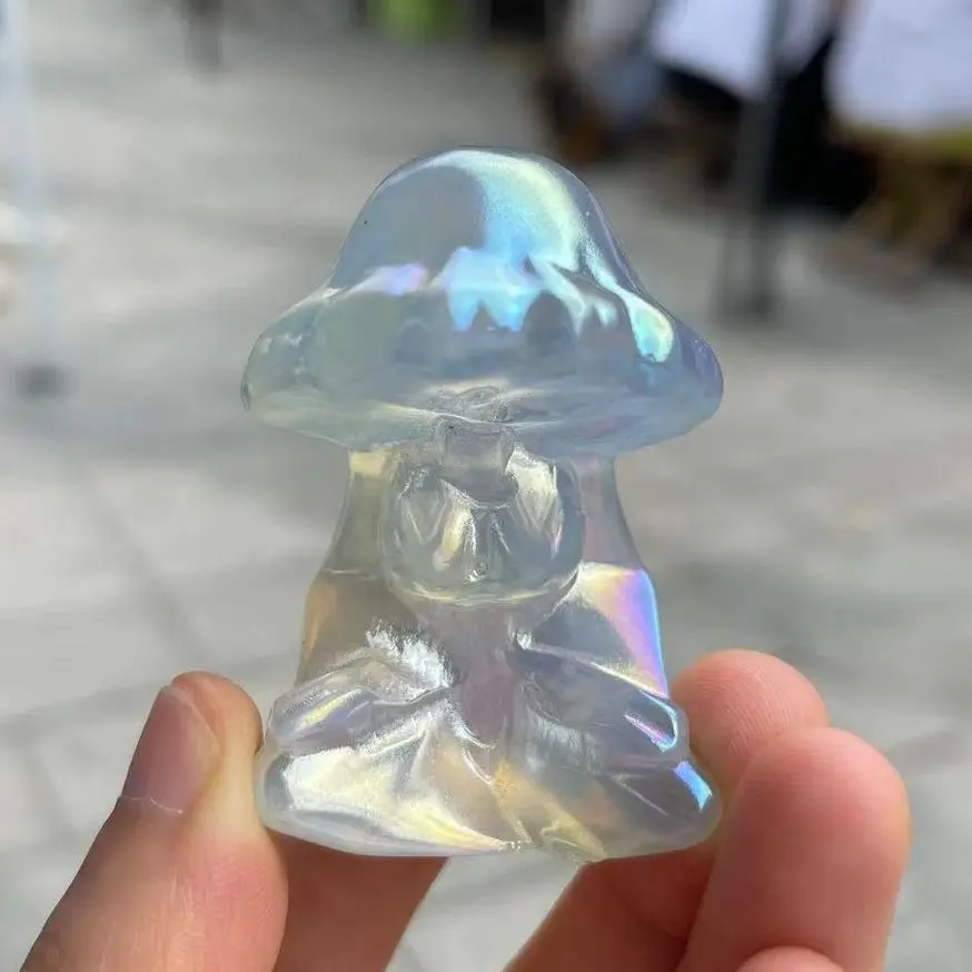 

Mushroom Model Carved In Natural Crystal Reiki Healing OpalQuartz Carving Animal Figurine Crafts Home Gem Decoration Holiday