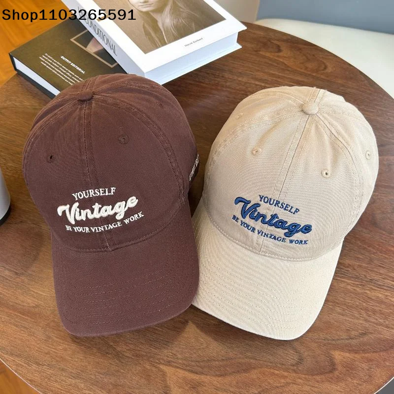 1Pcs For Women Men Summer Streetwear Trucker Hat 3D Letter Design Baseball Cap Vintage Brown Duck Tongue Hat