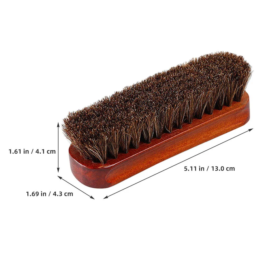 2Pcs Wood Horse Hair Shoe Brush Strong Bristles Shoe Cleaning Polish Brush for Shoes Horse Hair Brushes