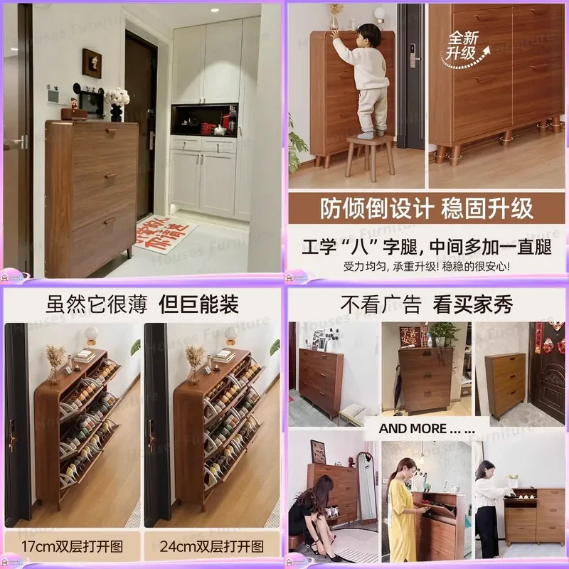 For Ultra Thin Shoe Cabinet Entryway Storage Narrow Flip Door Wall Mounted Large Capacity Shoe Rack Organizer Home Furniture