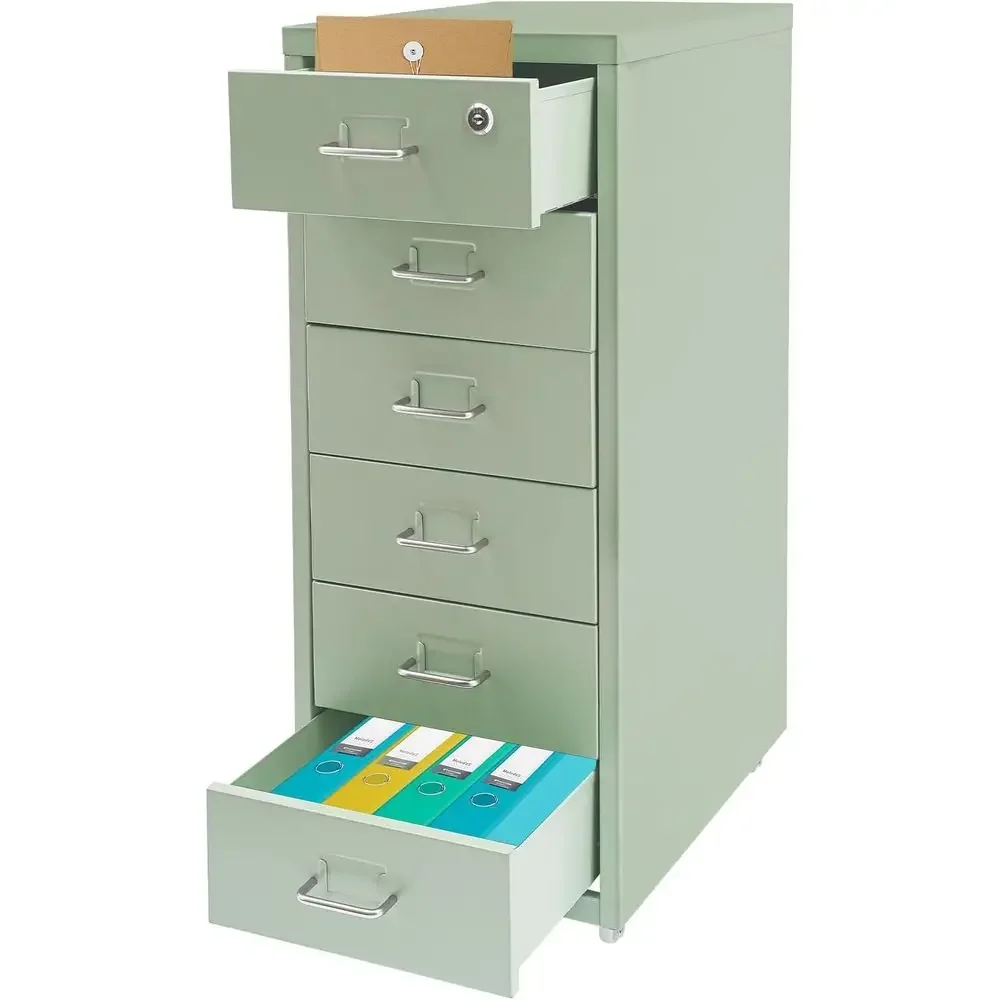 Metal Vertical Filing Cabinet with Lock, Green, for A4/Letter/Legal Files