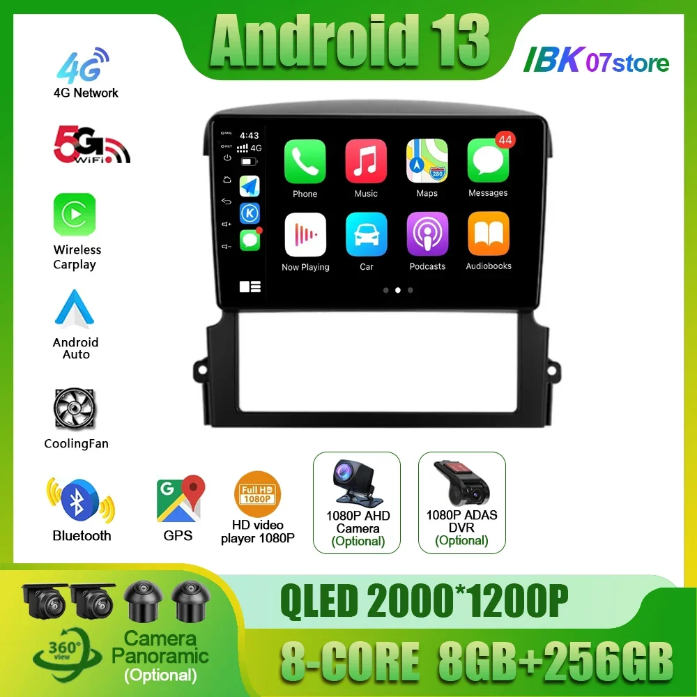 

Android 13 For Kia Sorento BL 2002 - 2011 Car Radio Stereo Multimedia Player GPS Wireless Carplay Android Auto 2 Din Screen