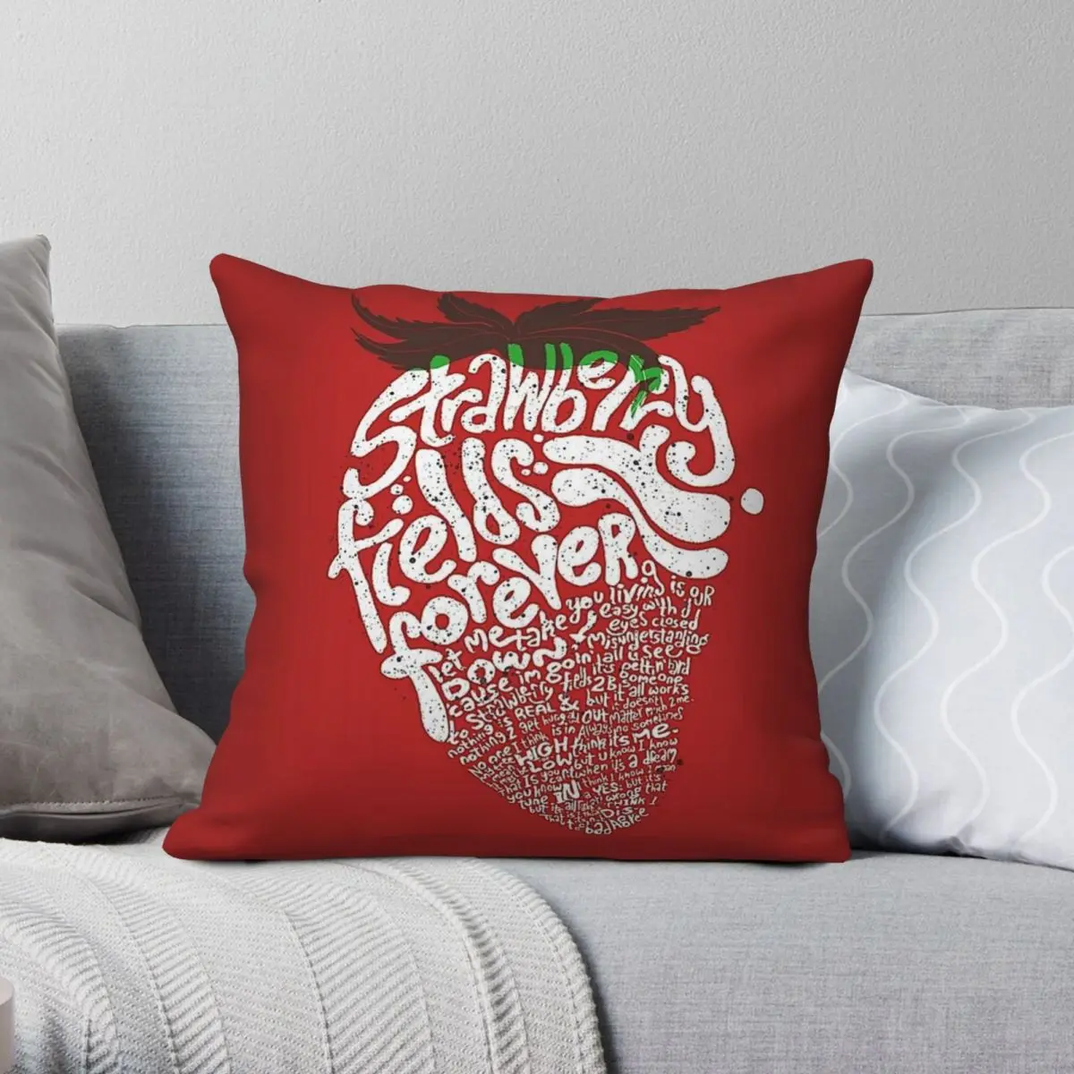 Strawberry Fields Forever Square Pillowcase Polyester Linen Velvet Creative Zip Decorative Throw Pillow Case Car Cushion Cover