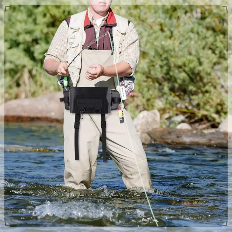 

Wild Camping Waist Pouch,Large-Capacity Lure Bag,Multi-Functional Fishing Rod Bag,Waterproof Fishing Fanny Pack, Black Durable