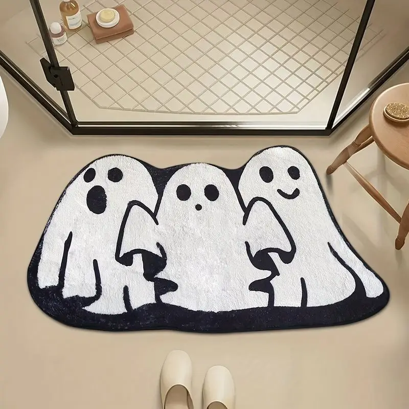 VIKAMA Irregular Multi‑Ghost Bathroom Rug Soft Non‑Slip Bath Mat Halloween Style For Shower Room Bedroom Entry Home Decor