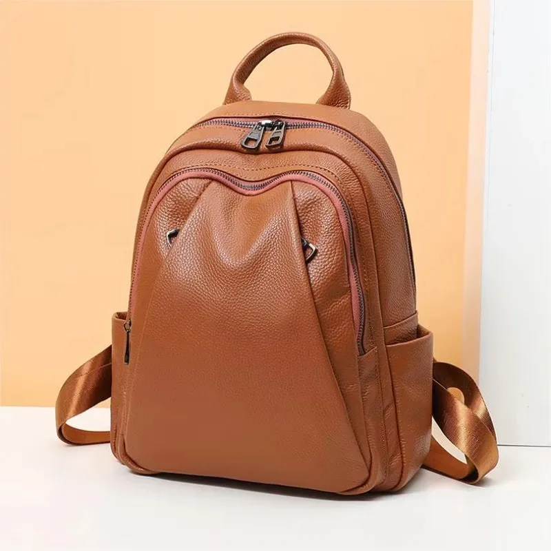 

Leisure Sports Travel Backpack Double Zipper Backpack University School Bag Girls Leather Backpack