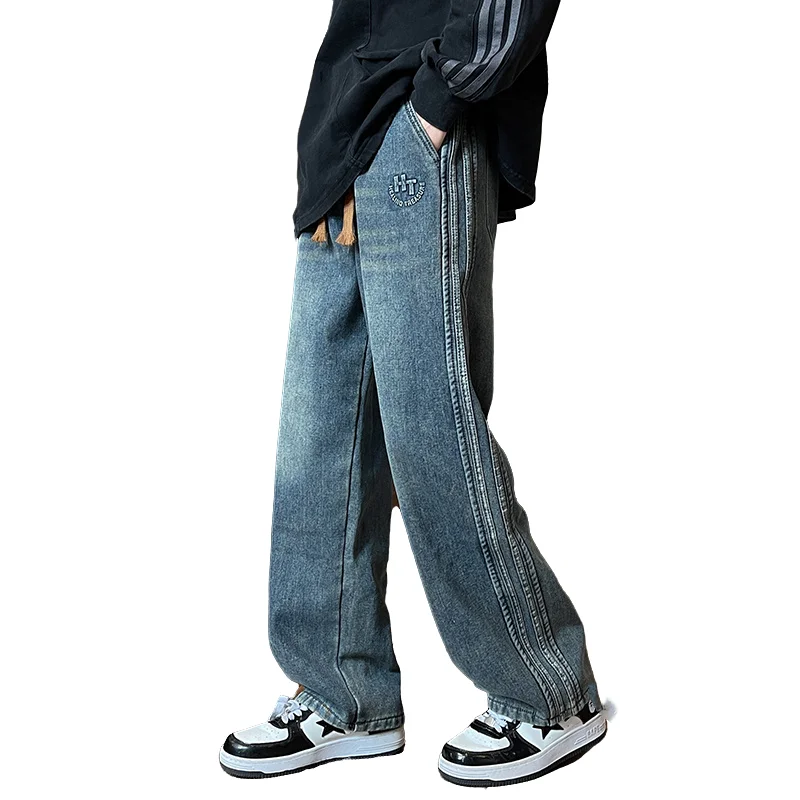 

Мужские джинсы из хлопкового фланеля на подкладке, осенне-зимние, из плотного хлопкового смешанного материала, теплые, свободные, прямого кроя, мужские джинсовые брюки