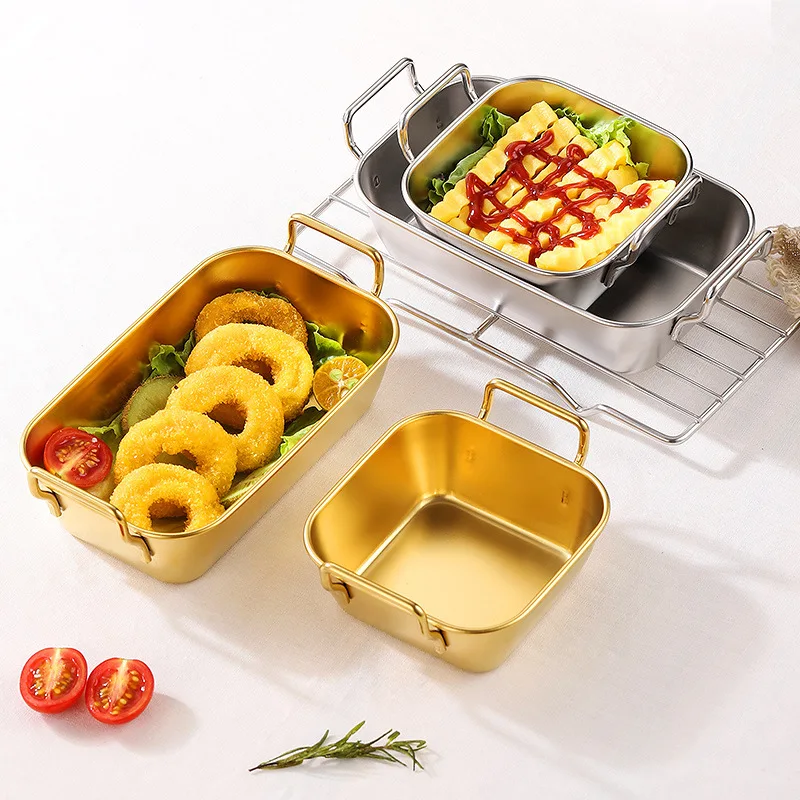 

Stainless Steel Square Plates Korean Grid Box Snack Plate Barbecue Shop Preparation Plates Vegetable Pl.ate Kitchen Tableware