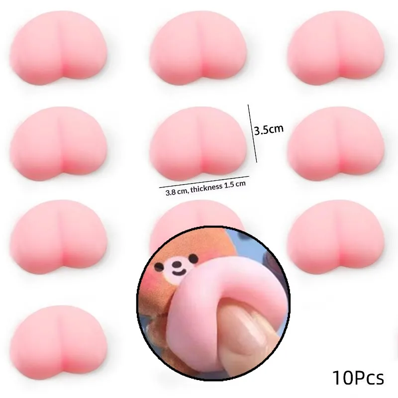 10Pcs Fun Noctilucent Butt Squeeze Stereo Relieve Stress Peach Bum Sticker Mobile Phone Decoration Accessories Toy