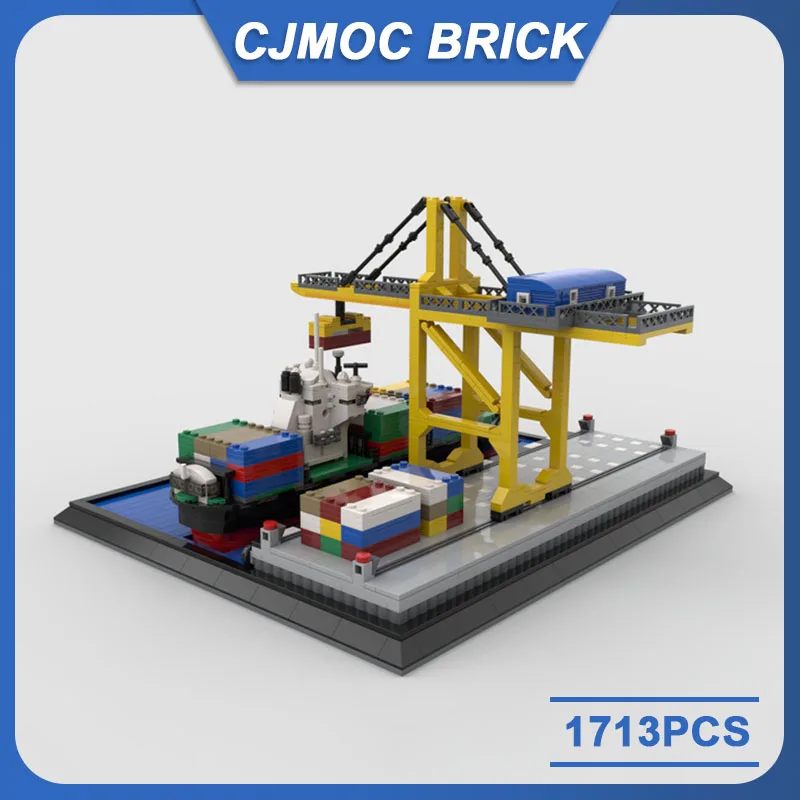 Microscale Cargo Port Mobile Crane Building Blocks Model DIY Bricks Technology Creative Assembly Toys Kids Collector Gifts