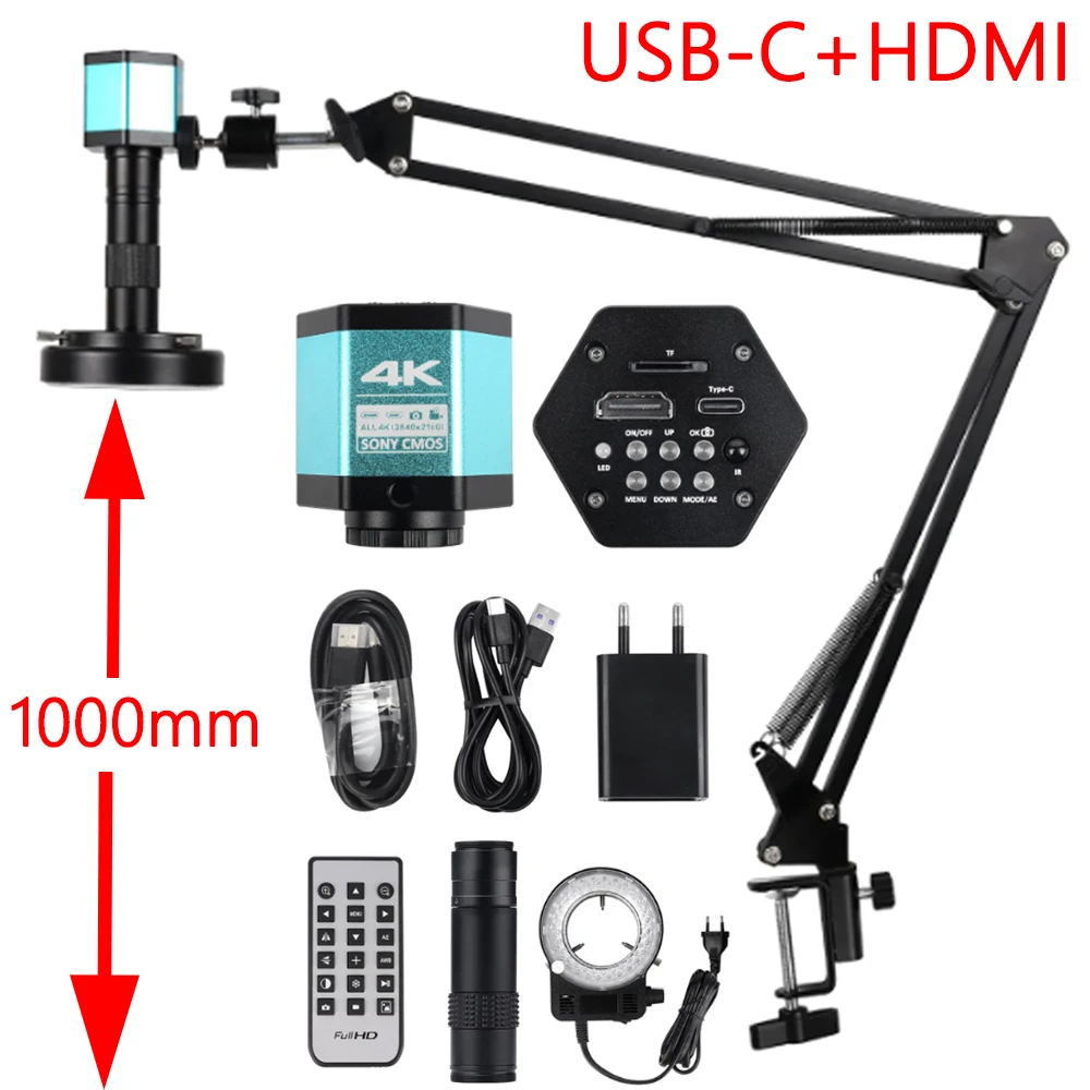 Nice-power-c-mount Câmera Digital Microscópio Industrial 1080p 4k Full hd Via Medição de tipo para Solda Pcb Reparação Telefônica