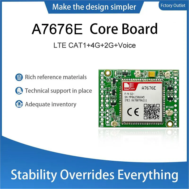 

SIMcom A7676E CAT1 Core Board , support Data+voice 1pcs LTE-FDD B1/B3/B8/B20/B31/B72