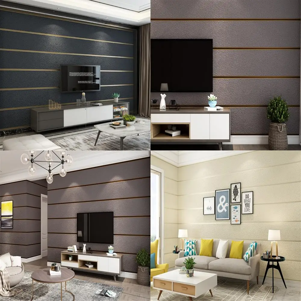

Nordic Modern European Vertical and Horizontal Striped Velvet Non Woven Thick Wallpaper for Living Room Bedroom Room Background