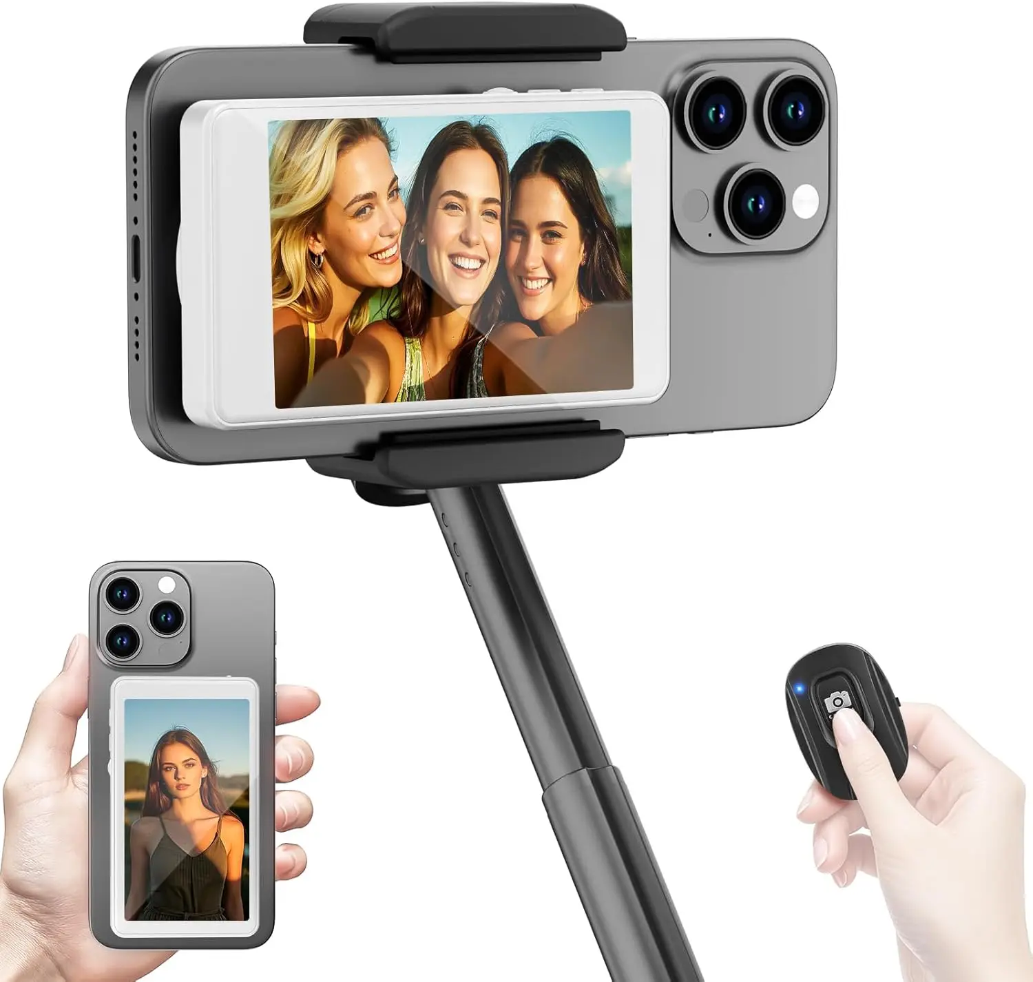 

3.97" Mini Monitors Sync Rear Camera Selfie Screen for iPhone Vlog Selfie Monitor Screen with Magnetic Clip & Bluetooth Remote