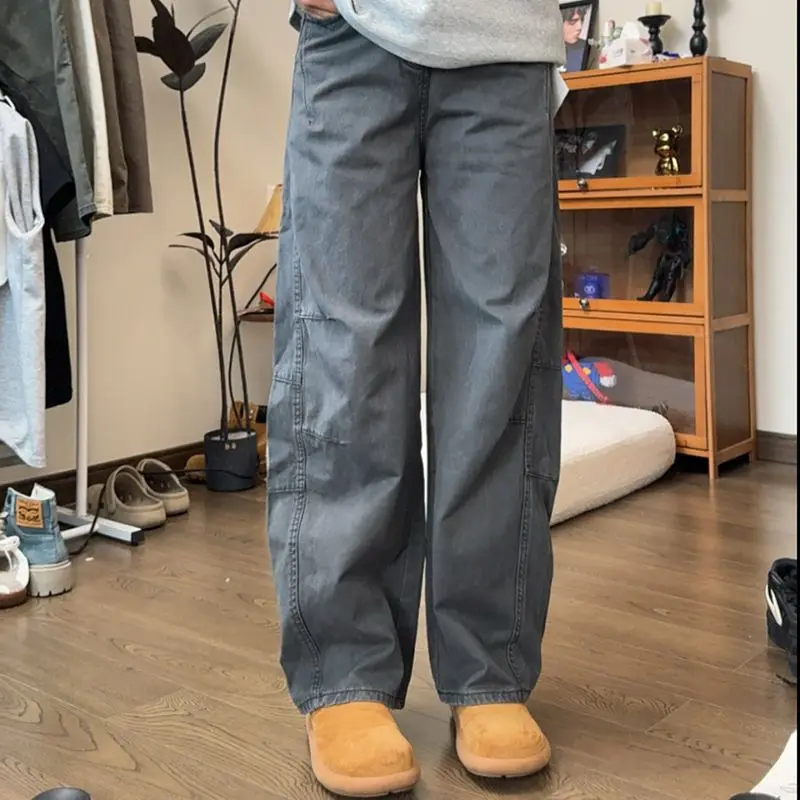 Scimitar Overalls Men's Summer Thin American Style Pants High Crotch Banana Wide Leg Jeans