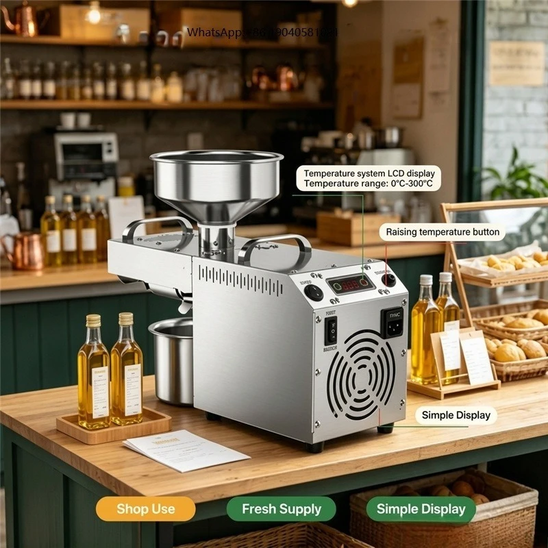 Stainless Steel Oil Press Cold Press Machine Adjustable Temperature Control Easy-Clean Design Stable Operation for Oil