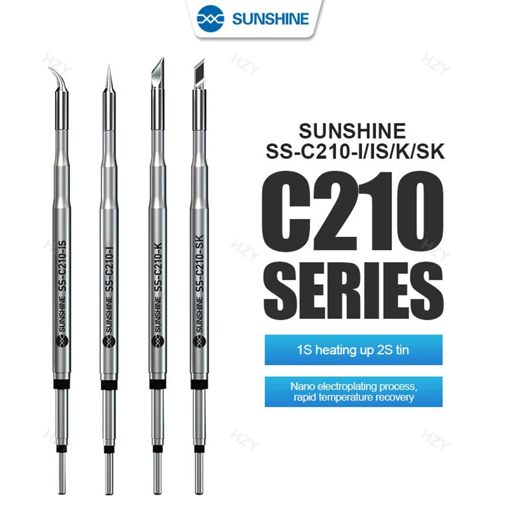 SUNSHINE C210 Series Integrated Soldering Iron Tips and Heating Core Efficient Heat Conduction Temperature Recovery for GVM T210