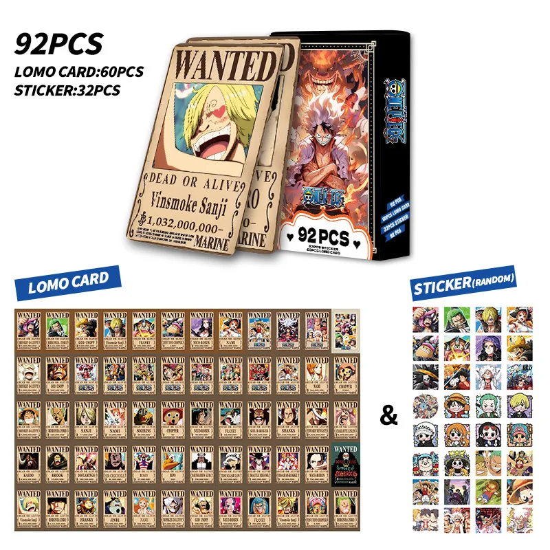

55/92PCS LOMO Card One Piece Wanted Notice Double sided HD Color Printed Photo Card Collection Card Stickers Playing Cards
