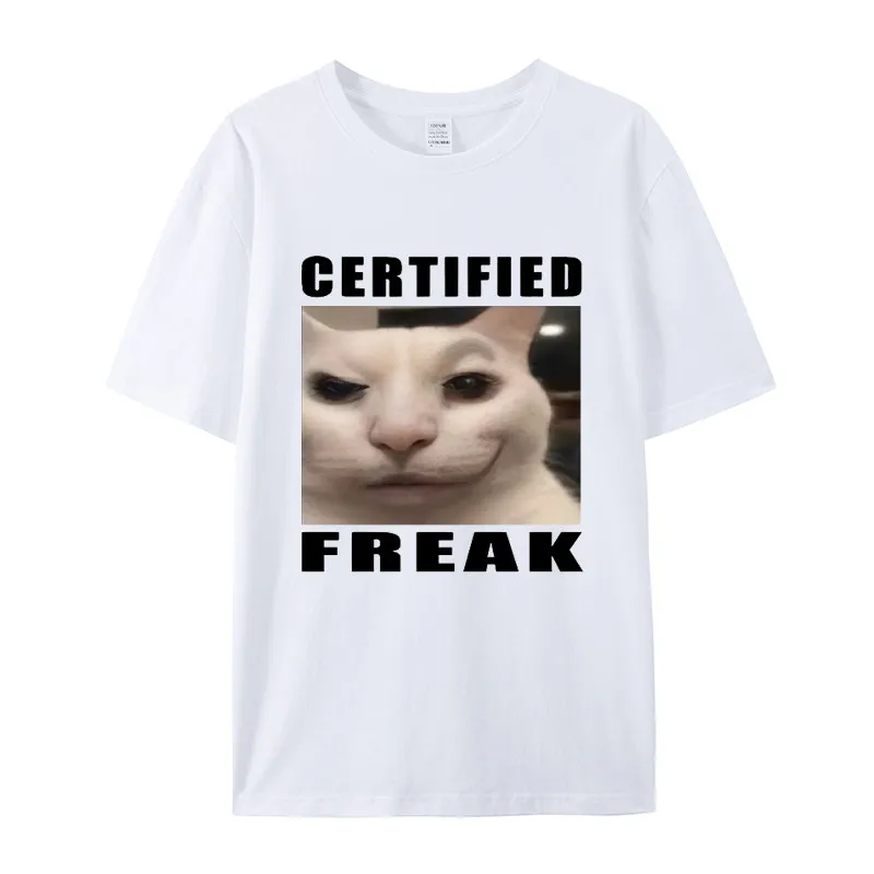 Weird Cat Meme Emoticon Cotton T-Shirt Short-Sleeved Unique Summer Fashion Casual Top for Adult Or Child