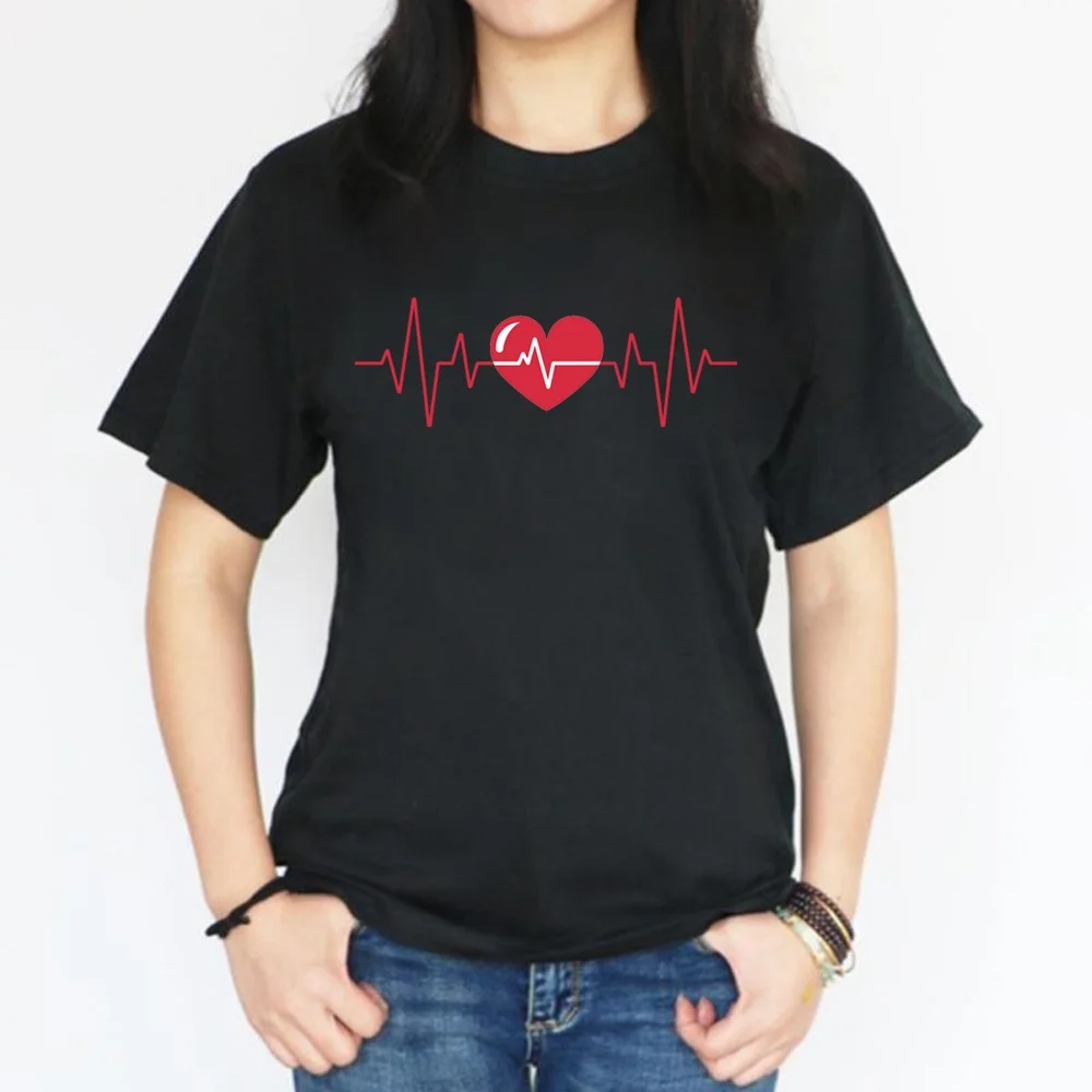 Love Print Summer Fashion Casual Women Top T Shirt Ladies Round Neck Tee Short Sleeve Black Simple T Shirt