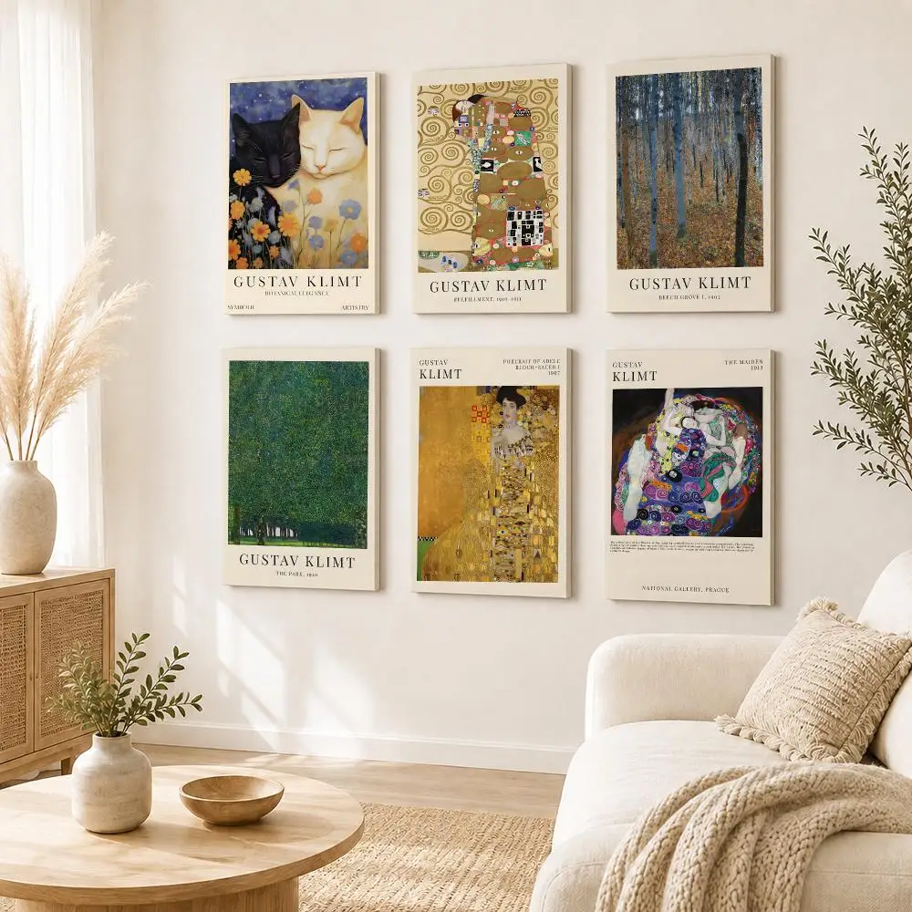 Art G-Gustav Klimt Elegant Ornate Framed Wall Painting Framed Canvas Wall Art Print | Modern Poster | Home Hallway Decor