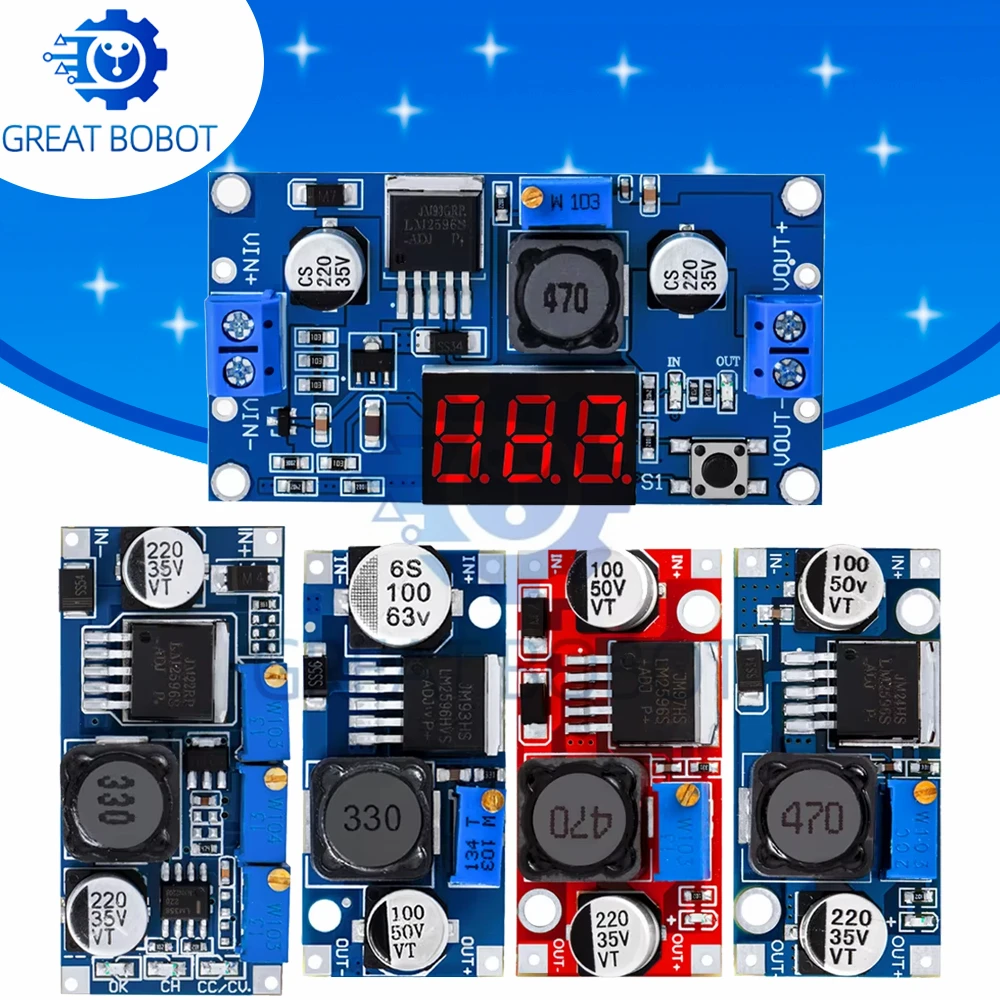 3A LM2596 Adjustable DC‑DC Buck Module LM2596S LM2596HVS Step‑Down Power Converter 3V‑24V Output