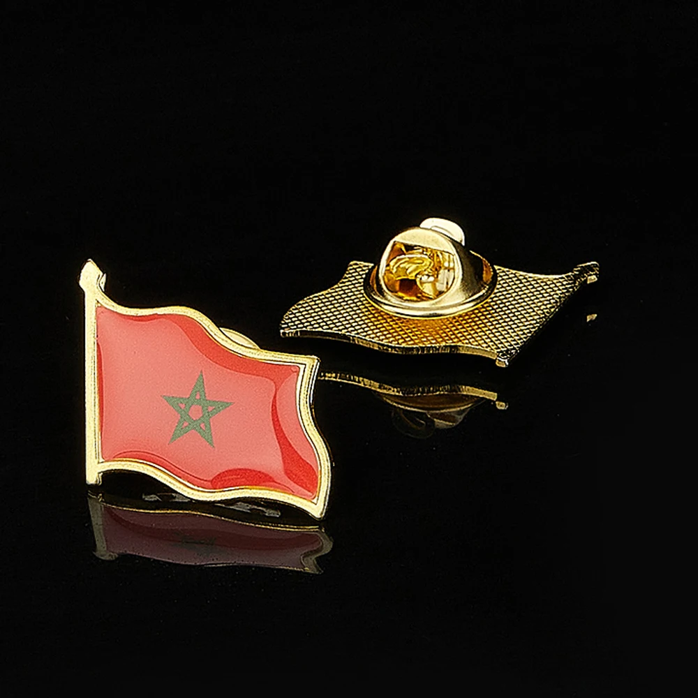 The Kingdom of Morocco National Flag Epoxy Lapel Pin Badge/Brooch For Official Suit Bag Hat Accessories