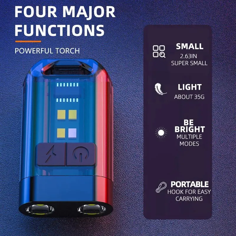 Small Pocket Light Flash Light Mini Work Light Rechargeable Lamp Keychain Portable Flashlight Outdoor Camping Small Light