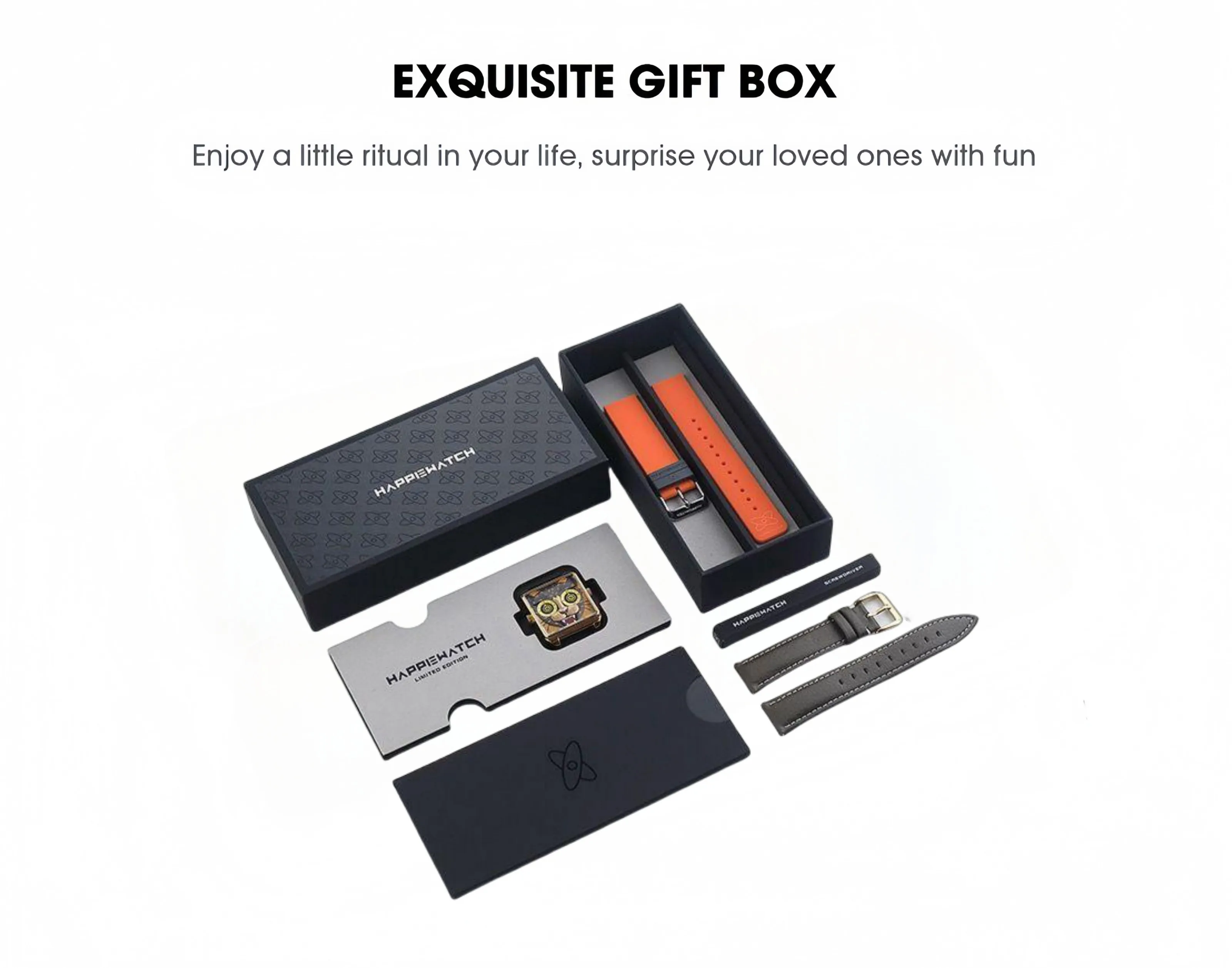 Happie Watch Couple Watches Men and Women Fashion Leather Stainless Steel Strap Square Lovers Watch Waterproof Quartz Wristwatch