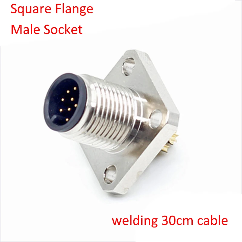 M12 2P 3P 4P 5P 6P 8P 12P Waterproof IP67 Aviation Male Female Socket With Cable Threaded Connector For Data And Telecom Systems