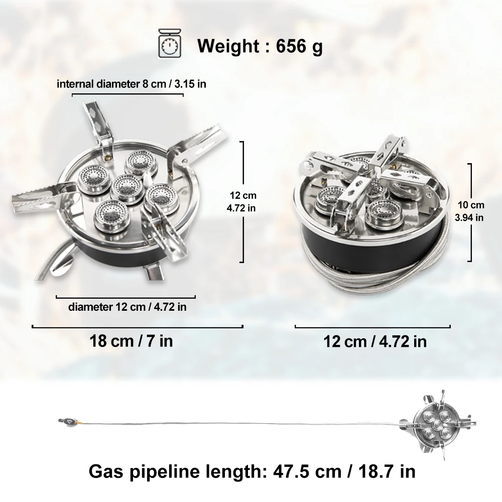 Widesea Camping 5in1 Gas Stove Outdoor Big Power Burner Portable Folding Furnace Picnic Equipment Cooking Hiking Supplies