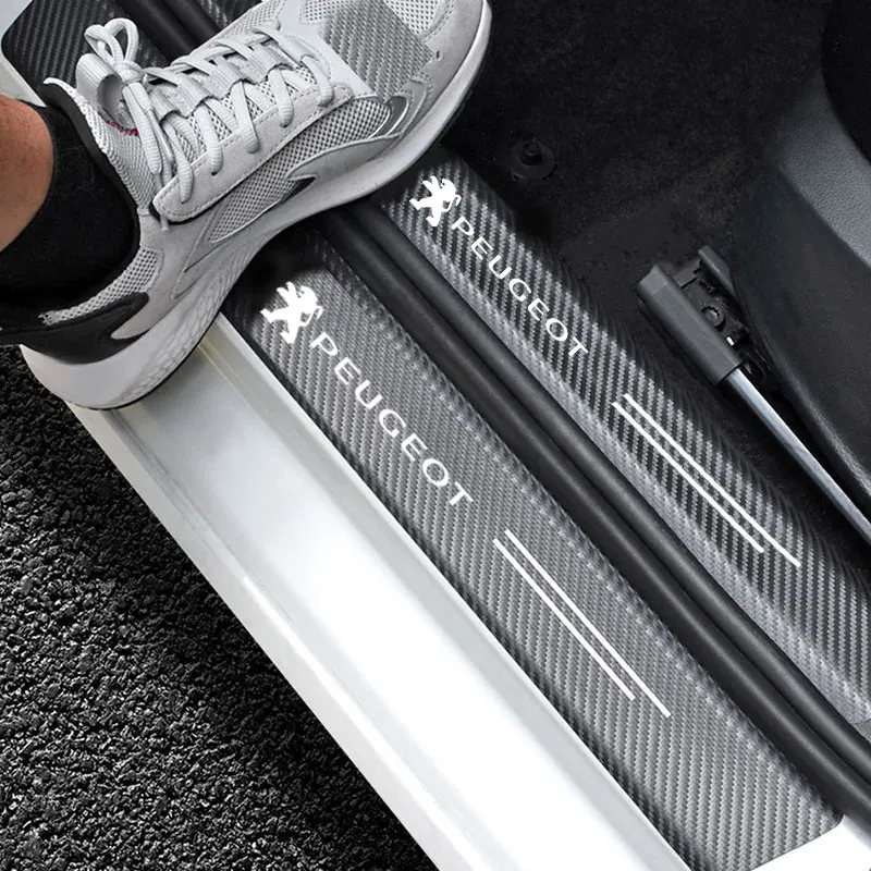 Car Threshold Protection Bumper Film Sticker Car Styling for Peugeot Logo 108 406 407 408 206 207 208 306 307 Car Accessories