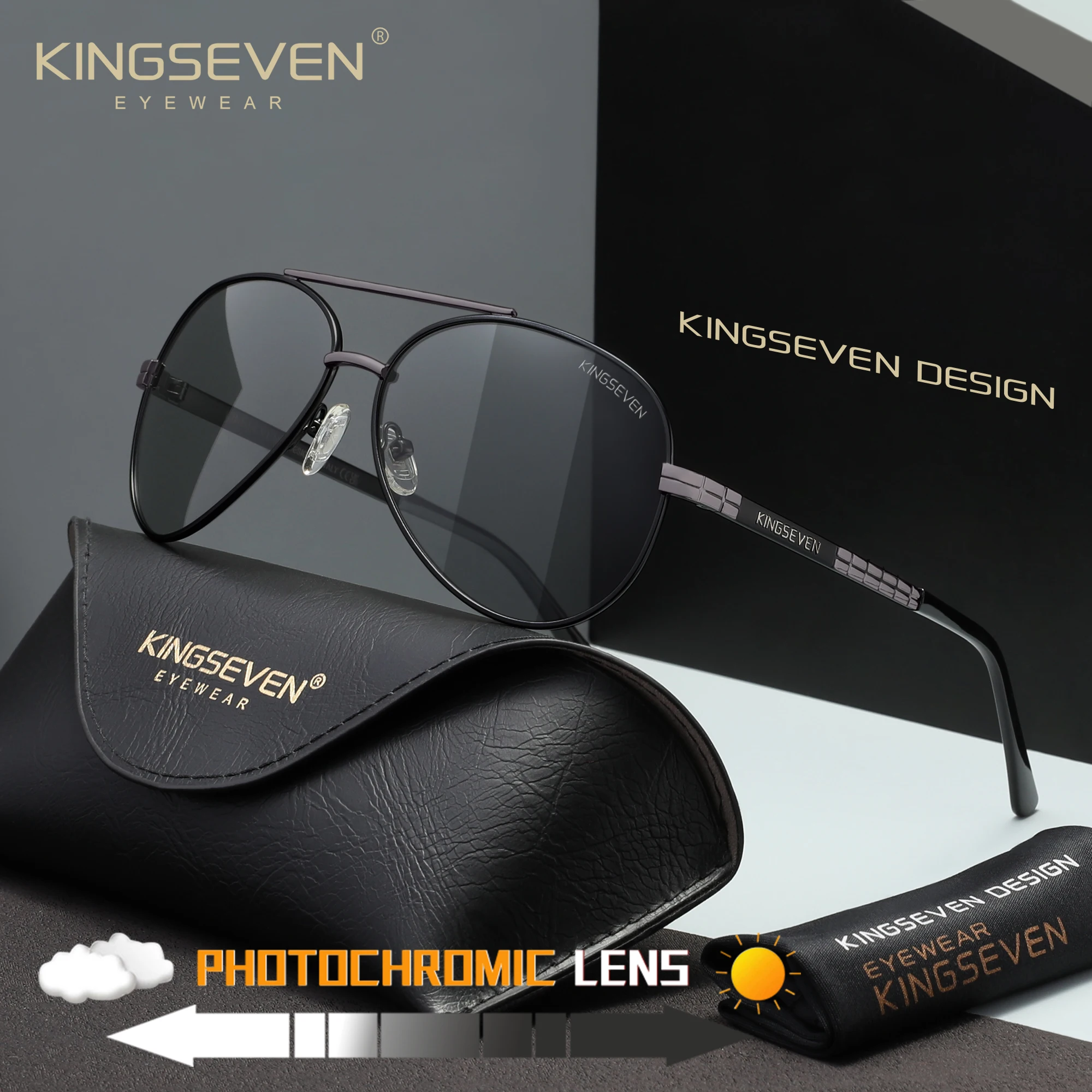 

KINGSEVEN модные солнцезащитные очки UV400 для мужчин и женщин, очки-пилоты из сплава в большой оправе, винтажные поляризационные очки высокого качества для вождения