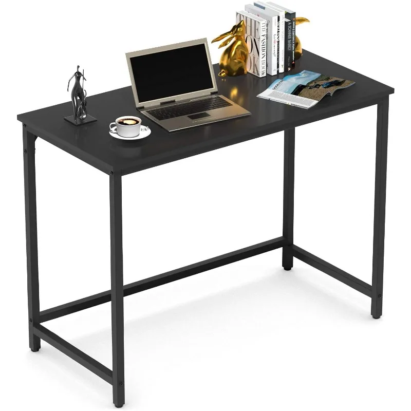 

Small Computer Desk Study Writing Desks for Home Office Pc Notebook Table Workstation Stand 39 Inches Metal Leg Black